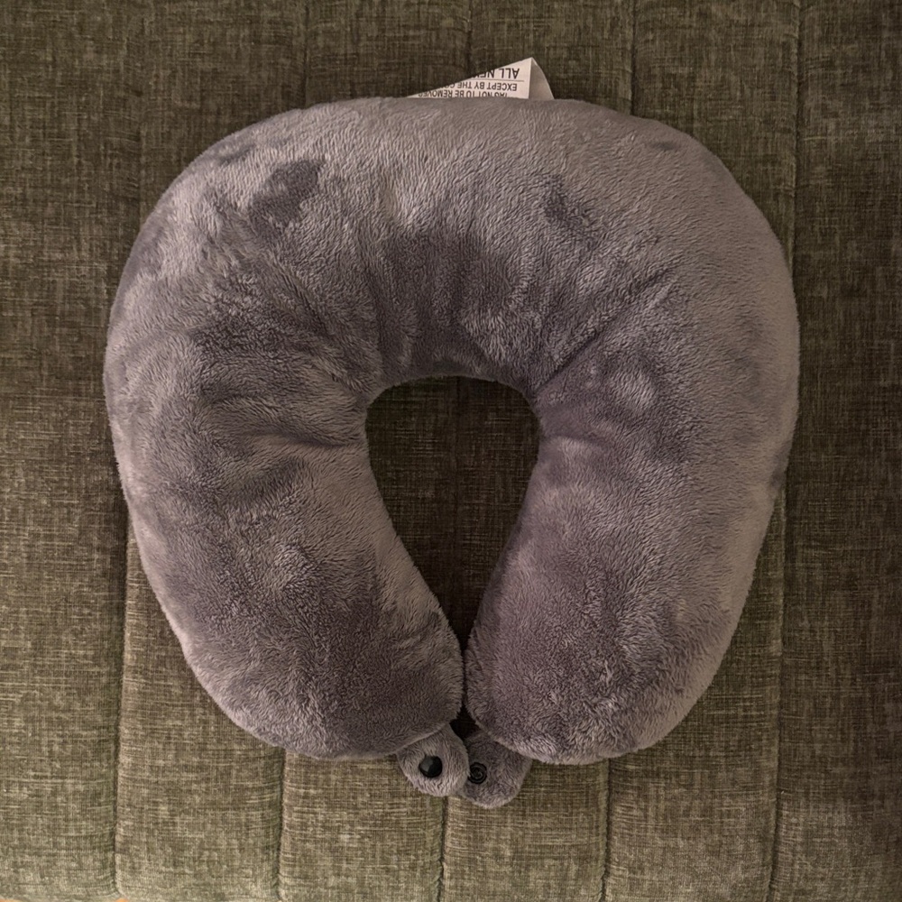 Gray Plush Travel Neck Pillow